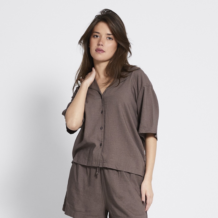 Linen blend shirt "Dixie" Light Brown